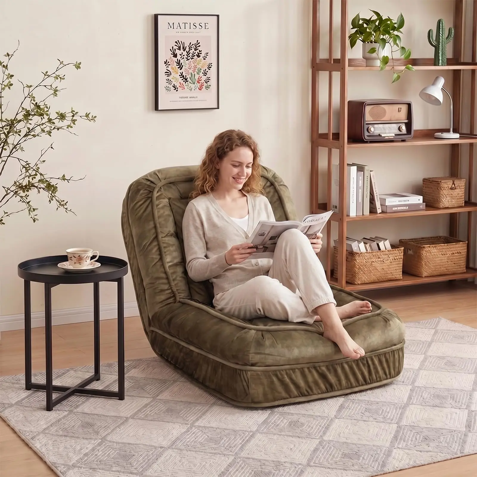 Human Dog Bed for Adults,3-in-1 Lazy Sofa Bed with 5 Adjustable Position,Upholstered Bean Bag Sofa with Massage