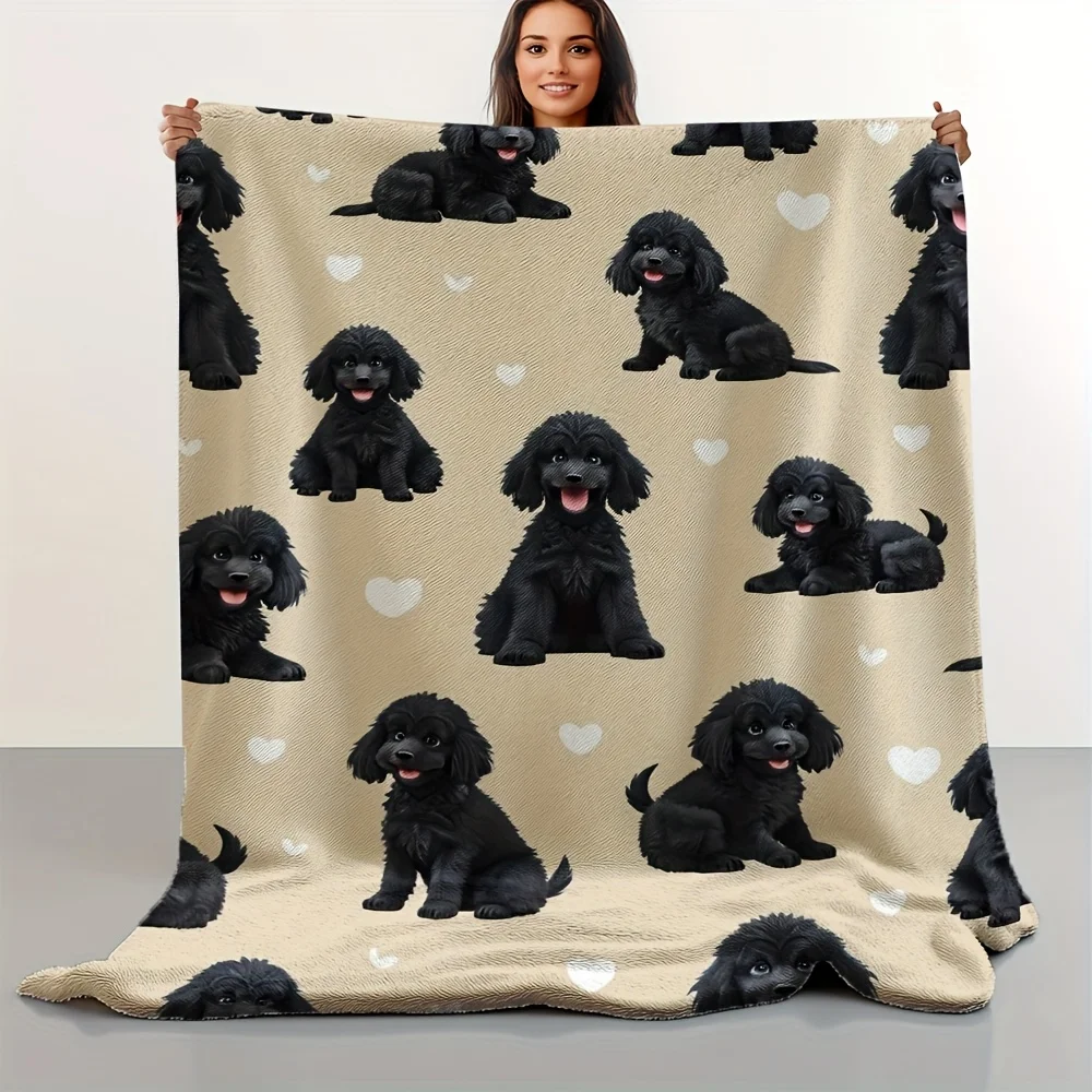 VIKAMA Hundeliebe-Decke, warm, süßer Hund, liegend im Schlafzimmer, Wohnzimmer, Sofa, Decke, Haustier-Thema, Heimdekoration, Geschenk