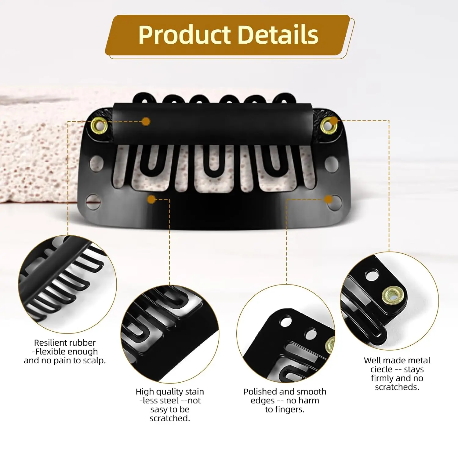 10-100 Pezzi Clip per Parrucca Clip a Scatto da 32mm per Estensioni dei Capelli Clip per Capelli a Forma di I Strumenti per Estensioni dei Capelli Posticci (Nero)