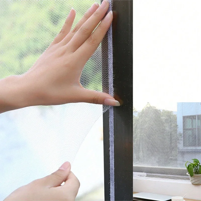 Cortina de malla antimosquitos, pantalla de ventana autoadhesiva DIY, cortable, ajustada a múltiples ventanas, 1 Juego