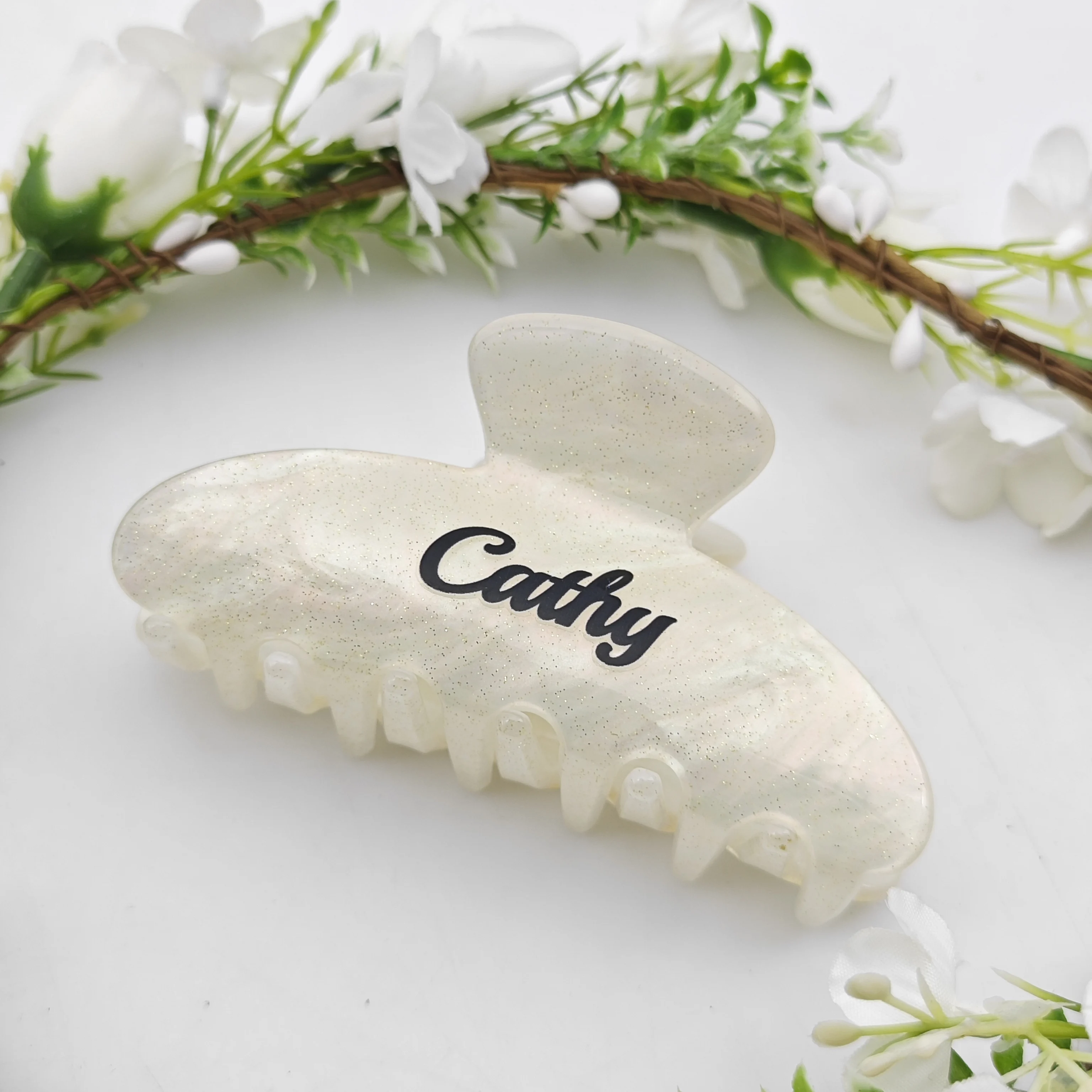 DOREMI Acrylic Name Logo Custom Hairclip DIfferent Effect Personalized Name Letters Cursive Names Hairclip