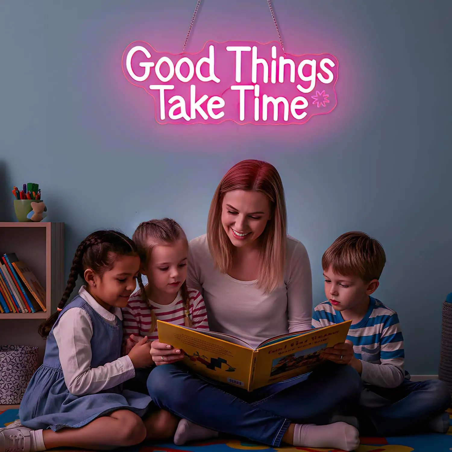 Good Things Take Time Neon Sign USB Dimmable LED Lights For Bedroom Office Dorm Game Room Home Decoration Wall Decor Gifts