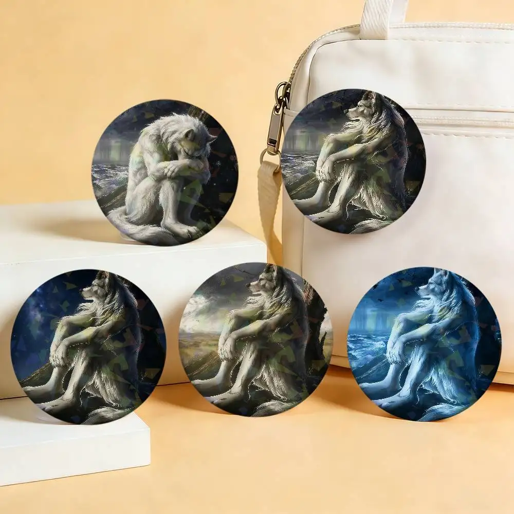 Lonely Wolf Badges Round Laser Badge Brooch Backpack Accessories