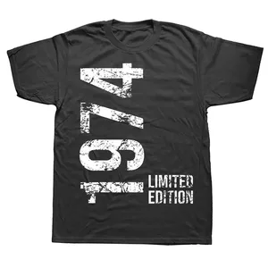 تي شيرت قطني قصير الأكمام للرجال والنساء إصدار محدود هدية عيد ميلاد خمر 50 و 50 سنة أفضل 12 هدية للذكرى السنوية الخمسين للمبيعات - رقم 9