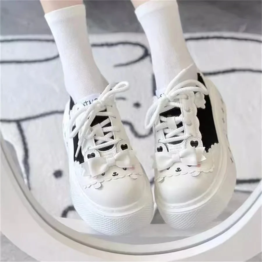 Lolita Style Thick Bottom Canvas Shoes Large Head Design Original Design Spring Autumn New Women's Board Shoes round Toe Low Top