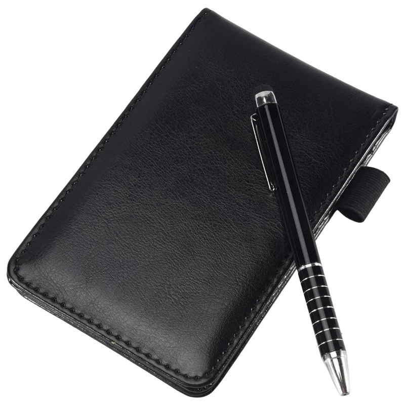 Imagem -05 - Mini Pocket Notepad Holder Conjunto com Caneta de Metal Pocket Notebook Recargas Preto 10 Pcs