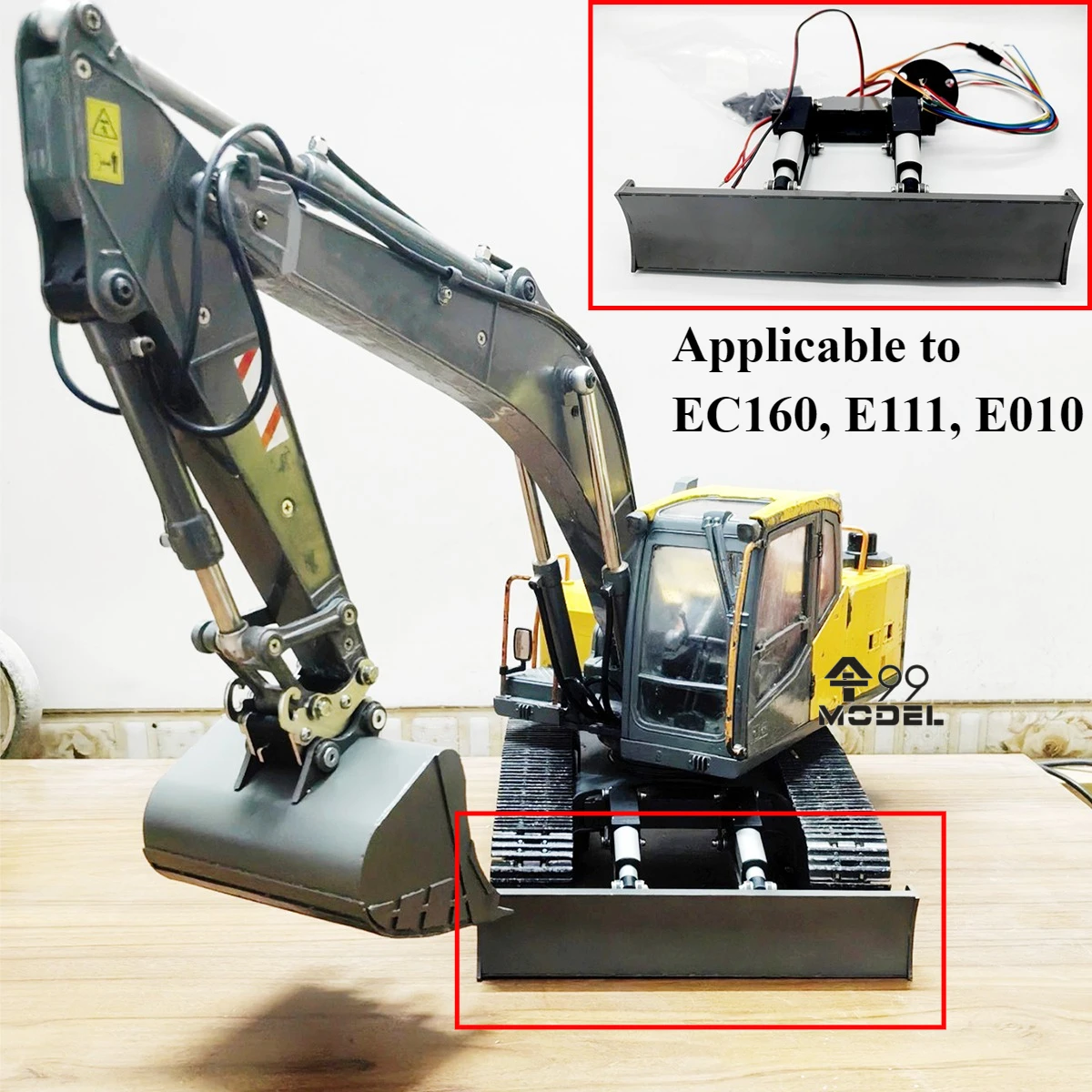 Double Eagle E010 Metal Bucket Kit Electric Remote Control Dozer Blade for Upgrading RC EC160 E111 Excavators