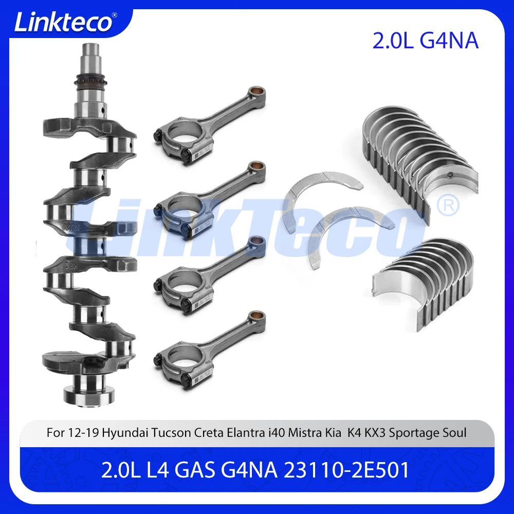Engine Crankshaft & Connecting Rods Bearing Set Fit 2.0 L L4 GAS G4NA For 12-19 Hyundai Tucson Creta Elantra Kia KX3 Soul 2.0L