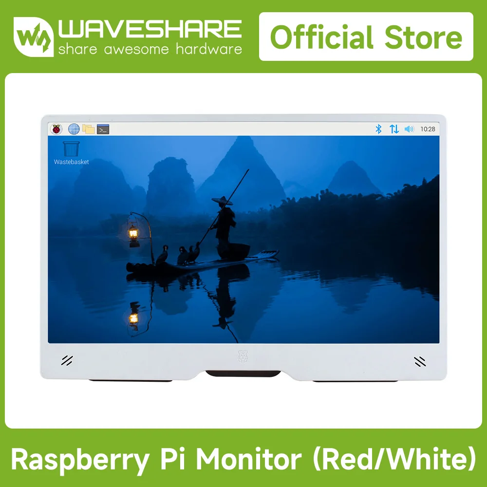 Raspberry Pi Monitor (Red/White) 15.6inch Monitor 1920*1080 Resolution Standard Port IPS VESA Mounting Support With Stand