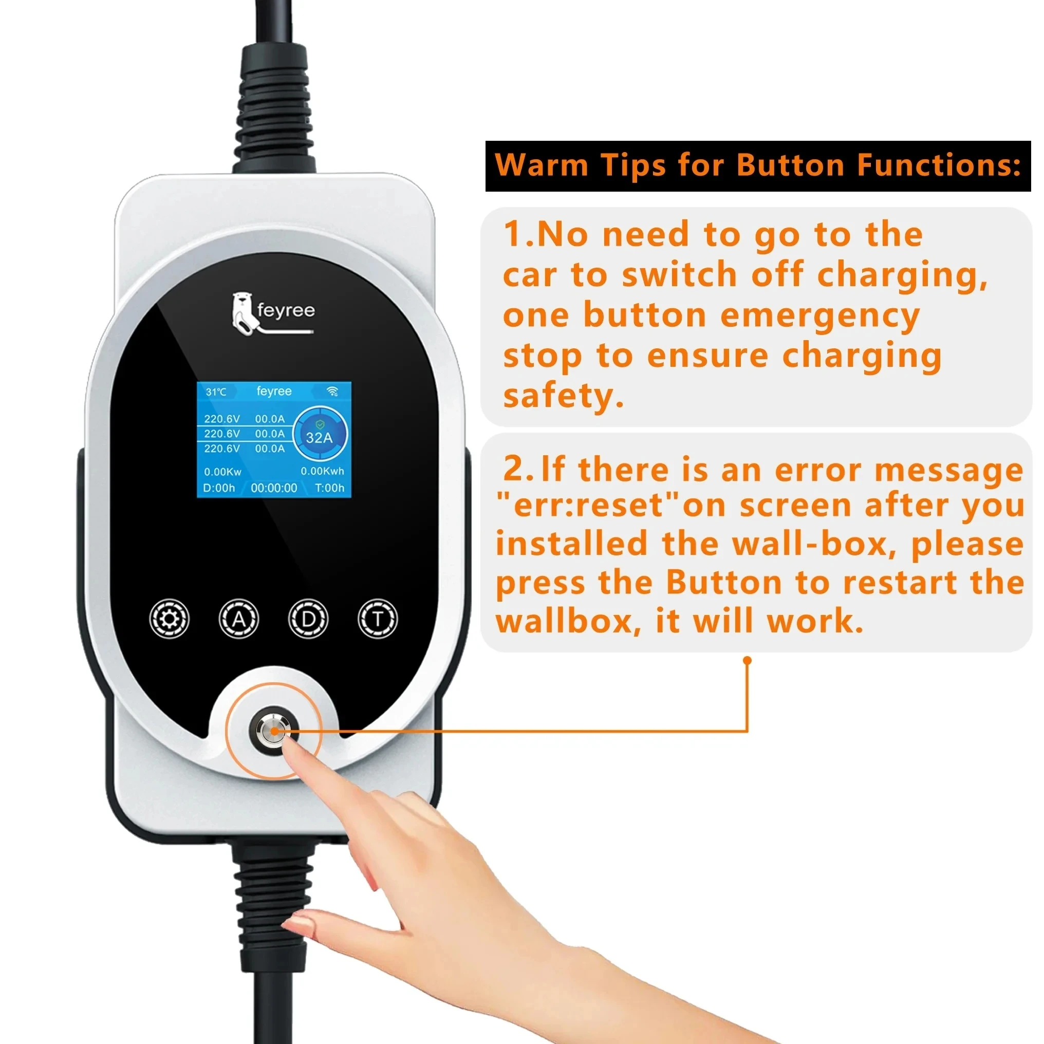 Feyree Typ2 11KW EVSE Wallbox EV Tragbares Ladegerät 16A 3Phase Wi-Fi Smart APP Control Ladestation für Elektroauto-Ladegerät – Detail 13