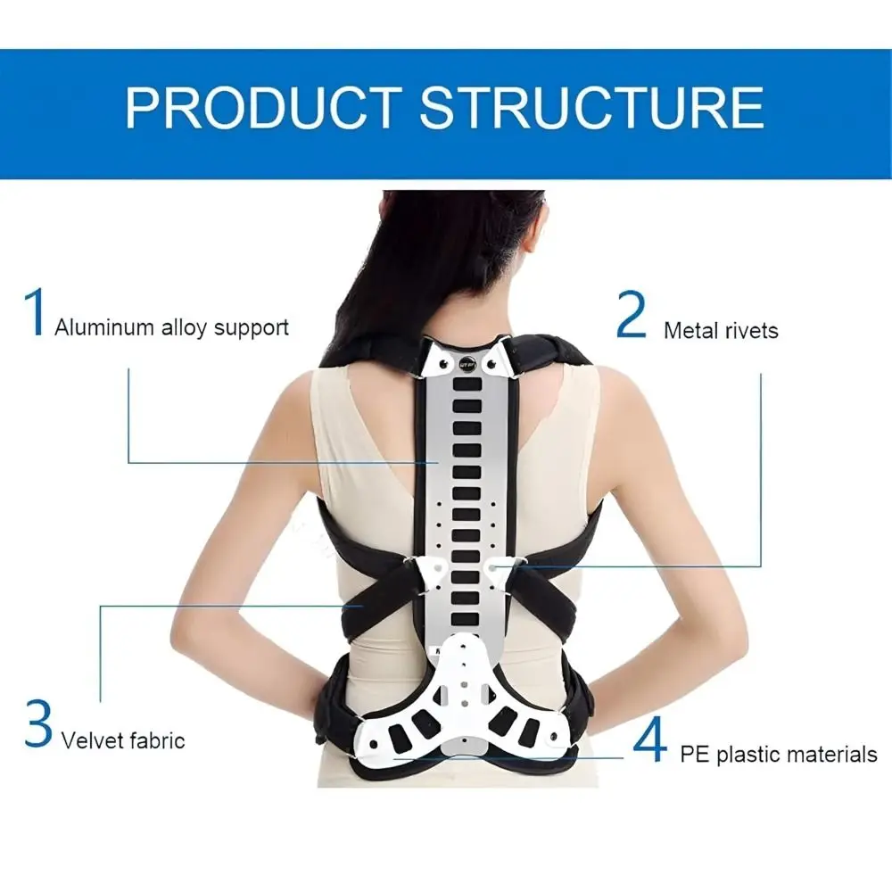 Adjustable Posture Corrector White Blue Comfortable Back Support Lightweight Back Corrector and Vertebral Compression Fracture