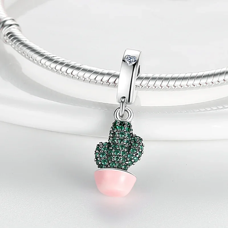 

Оригинальные подвески из серебра 925 пробы, розовые бусины в горшках кактус, подходят для подвесок Plata 925, браслеты для женщин, женские ювелирные изделия, изготовление своими руками