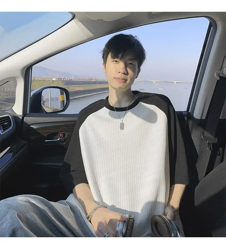 Men's Casual Knit T-Shirt With Print Design For Daily Wear Soft Comfortable Half Sleeve Round Neck Top
