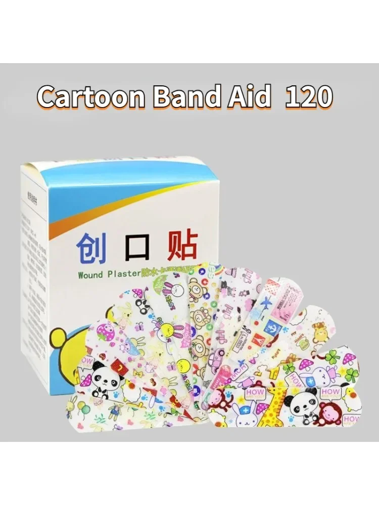 120 sztuk/partia Cartoon śliczne wzorzyste oddychające wodoodporne bandaże samoprzylepne zakrzywione plaster plaster opatrunek na rany dla dzieci — 2