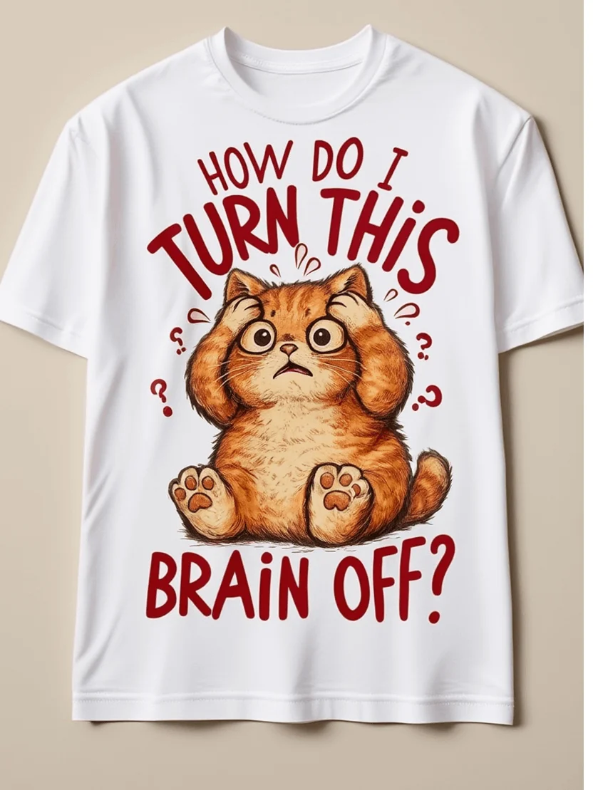 Funny Anxious Cat Graphic Tee Men Women 