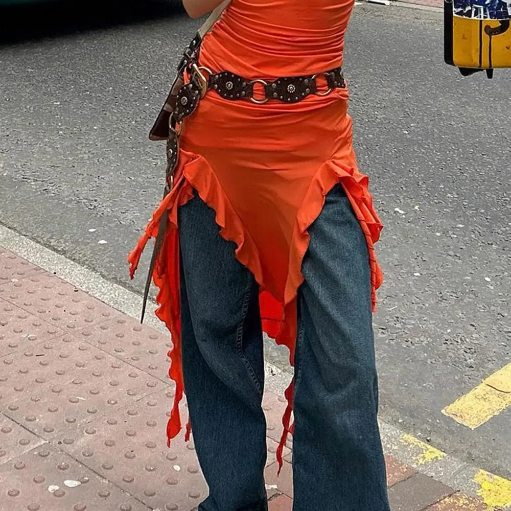 موضة جروميت بولي Leather حزام خصر من الجلد القوطية Steampunk خمر برشام الخصر حزام السرج y2k حزام واسع الجينز الإناث