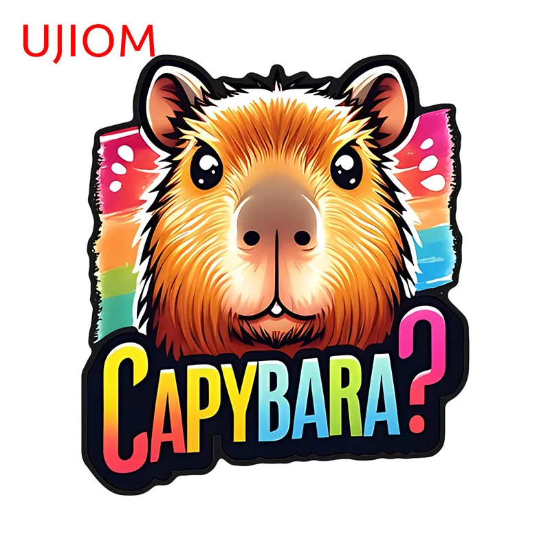 UJIOM 13cm × 11.5cm Colorful Capybara Theme Wall Stickers Cute Funny Cartoon Graphics Decals Scratch Proof Home Decoration