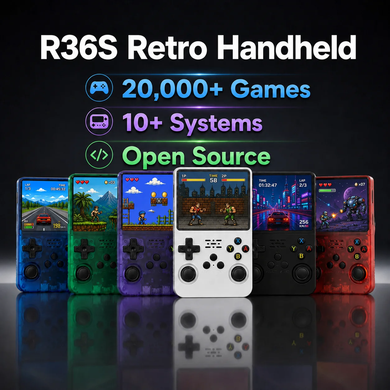 128G 20000+ Game R36S Handheld Game Console 3.5Inch IPS Screen Classic Retro Games Consoles Portable Pocket Video Game Player