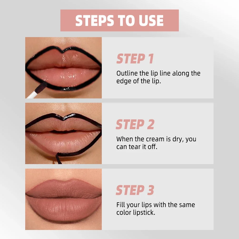 Waterproof Lip Liner Peel Off Tattoo Lipgloss Lasting Matte Lip Tint Brown Contour Tear-off Lips Stain Makeup Lipliner 4 Colors