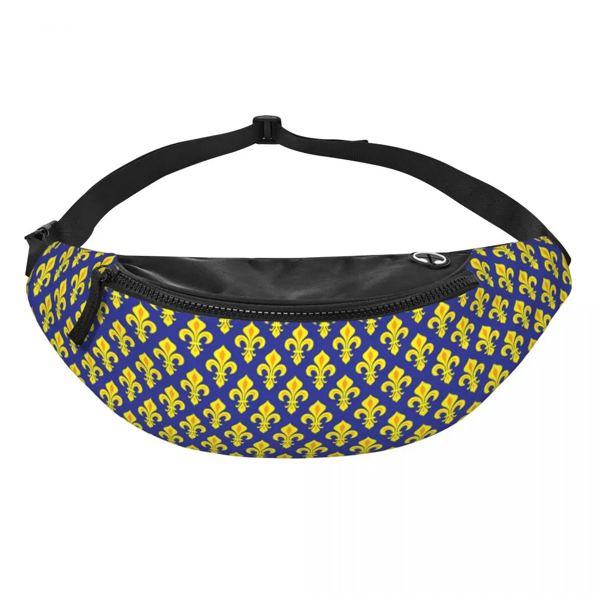 Custom Lily Flower Fleur De Lis Fanny Pack Women Men Casual Crossbody Waist Bag for Camping Biking Phone Money Pouch