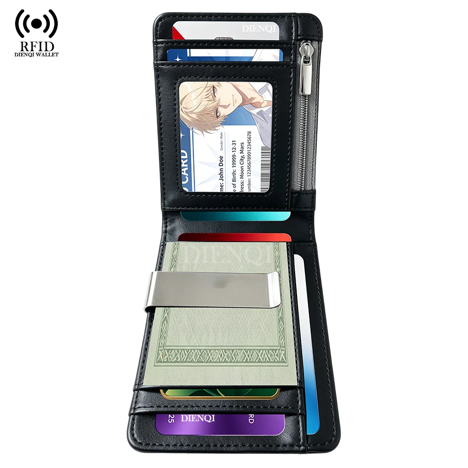 Carbon Fiber Credit Card Holder RFID Blocking Slim Men‘s Wallet Money Clip Male Purse Thin Business Bank Id Cardholder for Men