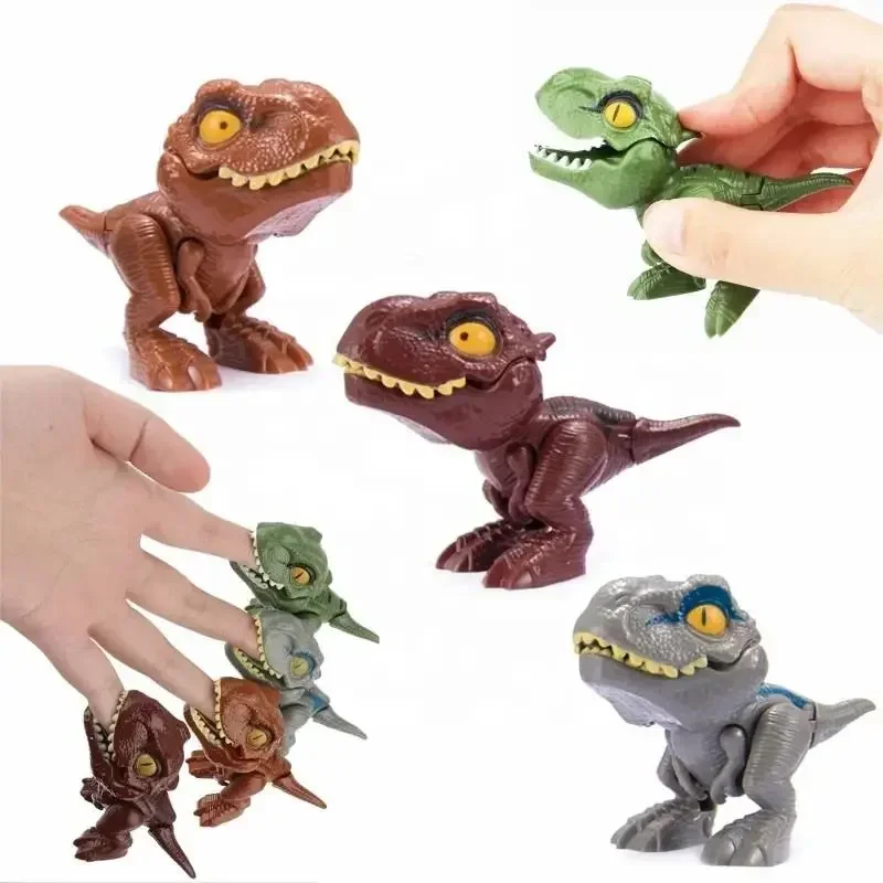 20-5PCs Funny Finger Biting Dinosaur Tyrannosaurus Model Toys for Kids Movable Joints Simulation Dinosaur Bite Fingers Toys Gift