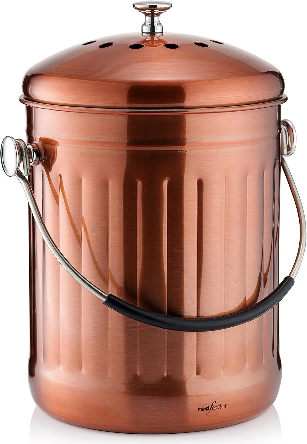 

Premium Stainless Steel Kitchen Compost Bin with Dual Filter, 1.3 Gallon in Matt Copper