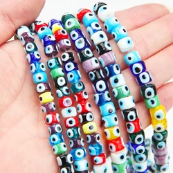 40PCS Cylindrical Evil Eye Beads Round Glass Bead for Jewelry Making Bracelet Supplies DIY Handmade Necklace Beaded 10mm