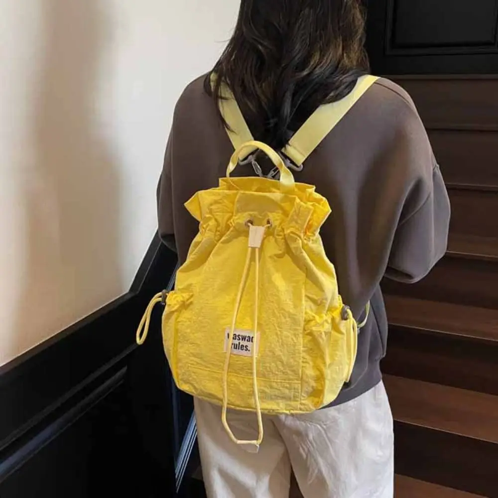 Large Capacity Sport Racket Storage Backpack Lightweight Solid Color Fitness Shoulder Bag Badminton Nylon Drawstring Fitness Bag