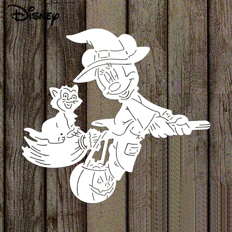 Matrices de découpe en métal pour Halloween, sorcière Minnie Mouse, pochoirs de dessin animé Disney pour bricolage, décor de Scrapbooking, modèle de matrices artisanales en gaufrage