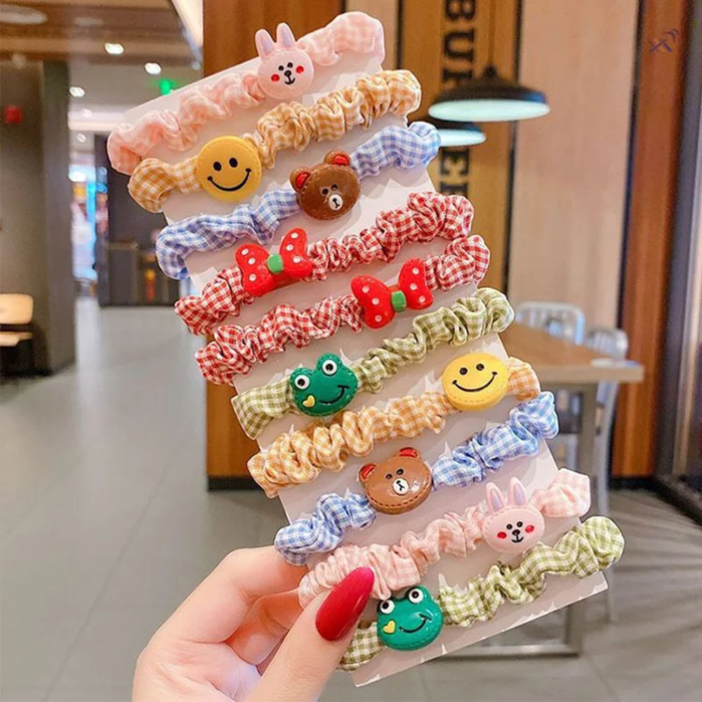 [10-Piece Set] Children\'s Rubber Band Sweet Cute Headdress Animal Scrunchies Girl Hair Accessories Wholesale