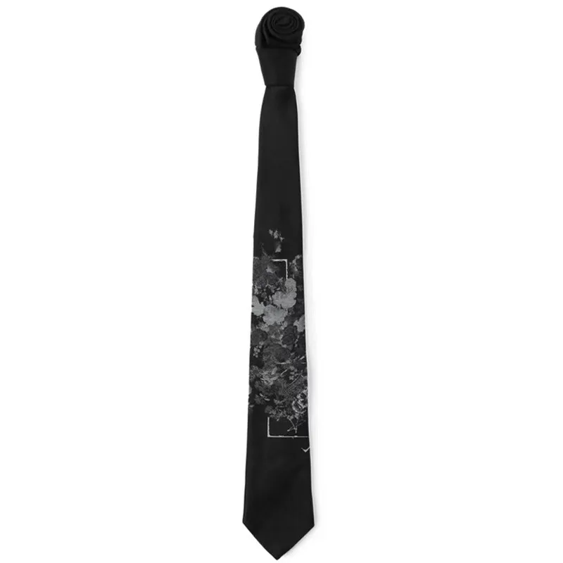 2024 New Y&S Original Tie Yamamoto Style Floral And Bone Tie Men Women Print Dark Style Suit Tie