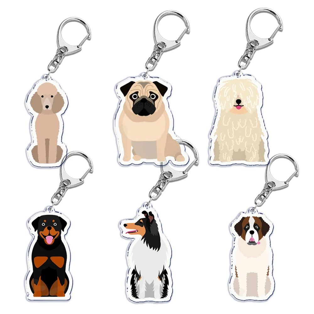 Cute Dog Bulldog Pug Dachshund Key Chain Keychains Ring for Accessories Bag Pendant Keyring Jewelry Pet Souvenir Friends Gifts