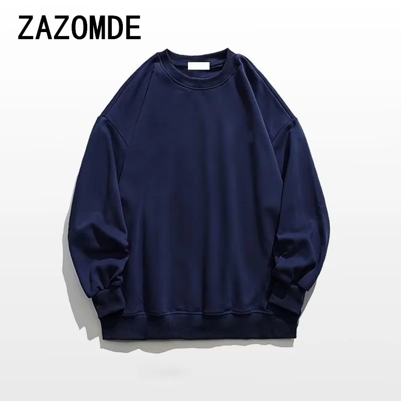 ZAZOMDE Solid Color Cotton Long Sleeve T-shirts Man O Neck T-shirts Oversize Long Sleeves Tops Tees High Quality Unisex Clothing