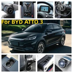 Interior Accessories For BYD Atto3 Atto 3 2022 2023 Carbon Fiber Window Lift Panel Sticker Steering Wheel Trim Cup Holder Cover