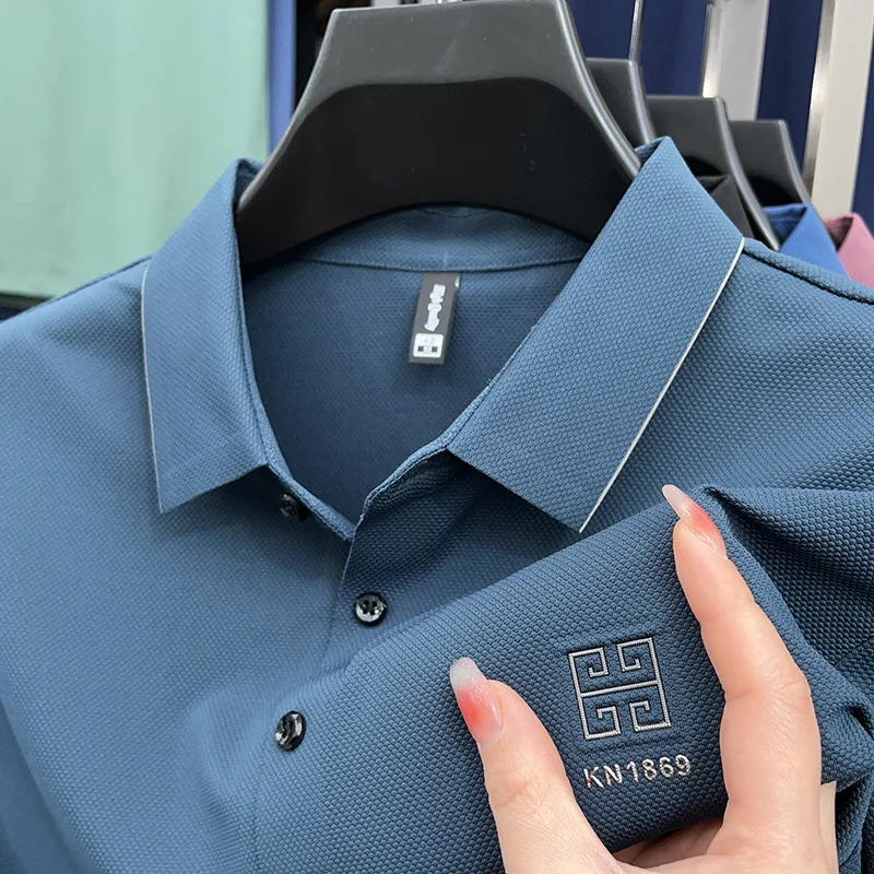 High-End Man Short-Sleeved Polo Shirt Exquisite Embroidery Lapel British Style Summer New Tops Business Casual Hot Men'sClothing