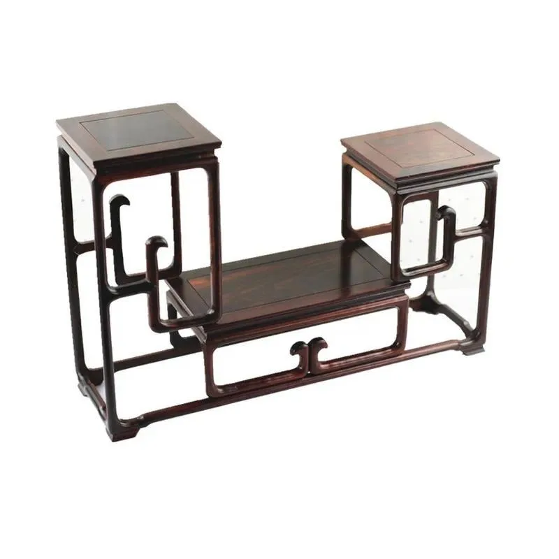 Big Red Rosewood High Low Bogu Display Stand for Bonsai Strange Stone Purple Clay Teapot Vase Mahogany Base Shelf Rack