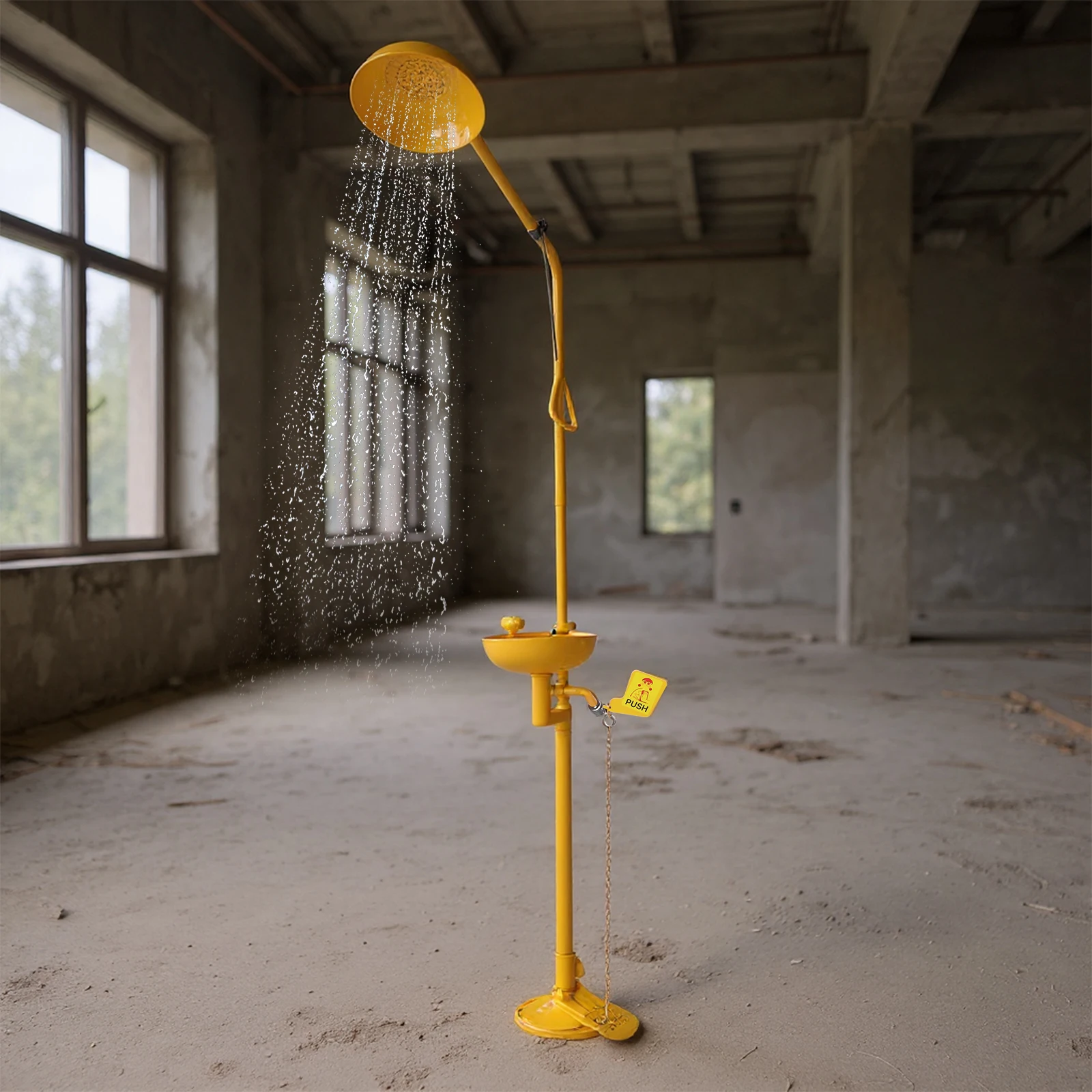 

Emergency Eye Wash & Shower Equipment NPT Thread First Aid Eyewash Station with Dual Spray Head and Pedal for Industrial Lab Use