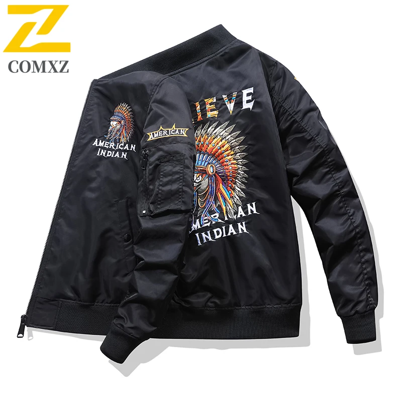 COMXZ Männer Taktische Stehkragen Jacke Amerikanischen Stil Baseball Bestickt Militärische Arbeitskleidung Frühling Herbst Outdoor Arbeit Mantel
