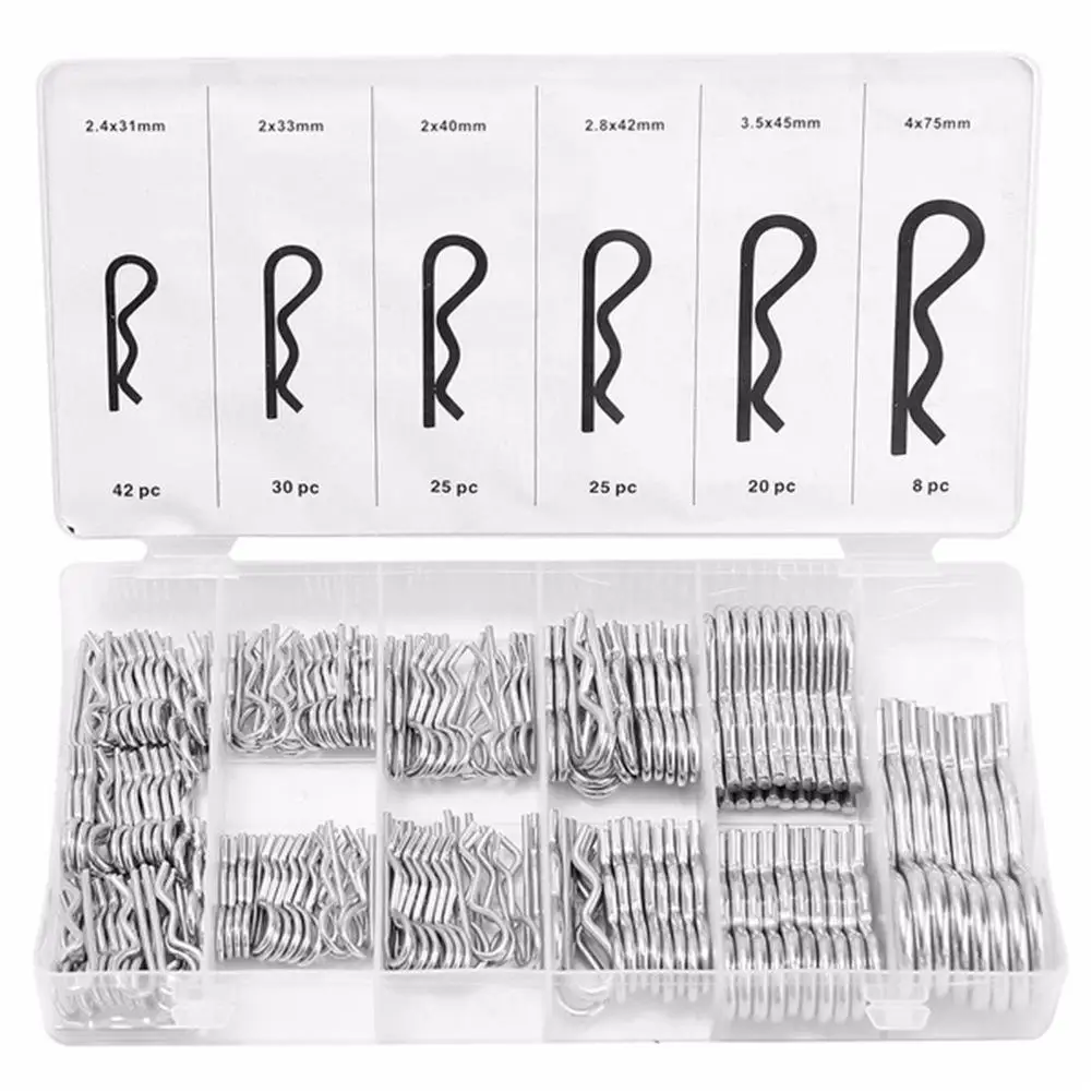 180PCS R-shaped Heavey Duty Zinc Plated Hair Pin Cotter R Clip Pin Hitch Tractor Lawn Mpver Pins