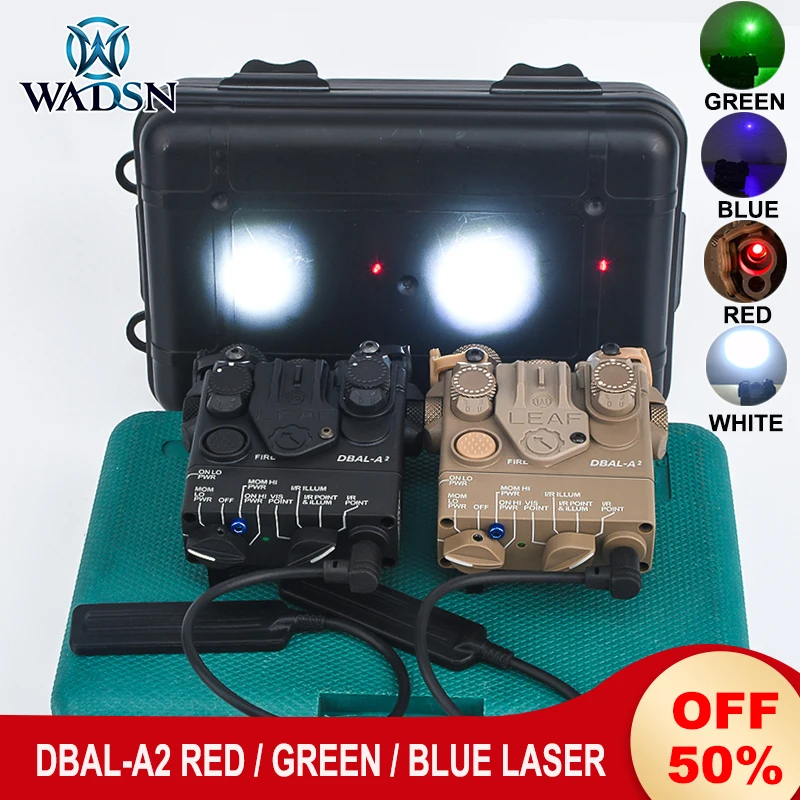 WADSN DBAL-A2 Red Green Blue Dot Laser White LED Weapon Light Tactical DBAL A2 Hunting Zeroing Flashlight Lasers No IR 20MM Rail