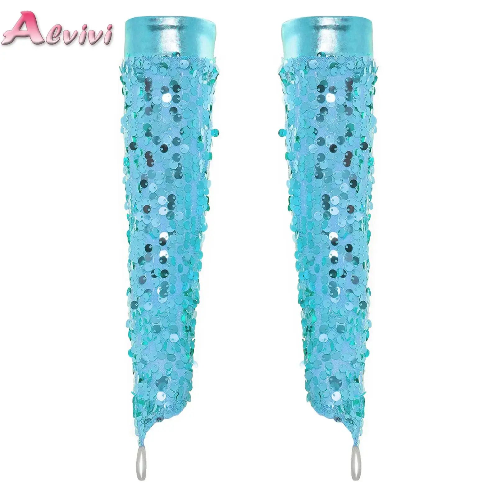 1 Pair Sparkling Sequin Long Gloves Kids Girls Elbow-length Fingerless Mittens For Carnival Party Jazz Dance Performance Opera