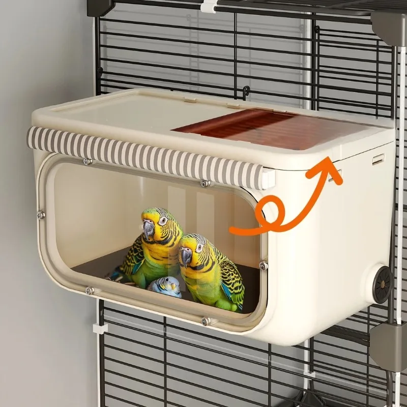 ‌ Caja de cría de loros para molitos, cacatúas y periquitos, nido de pájaros cálido con ventana de visualización, casa de incubación de huevos