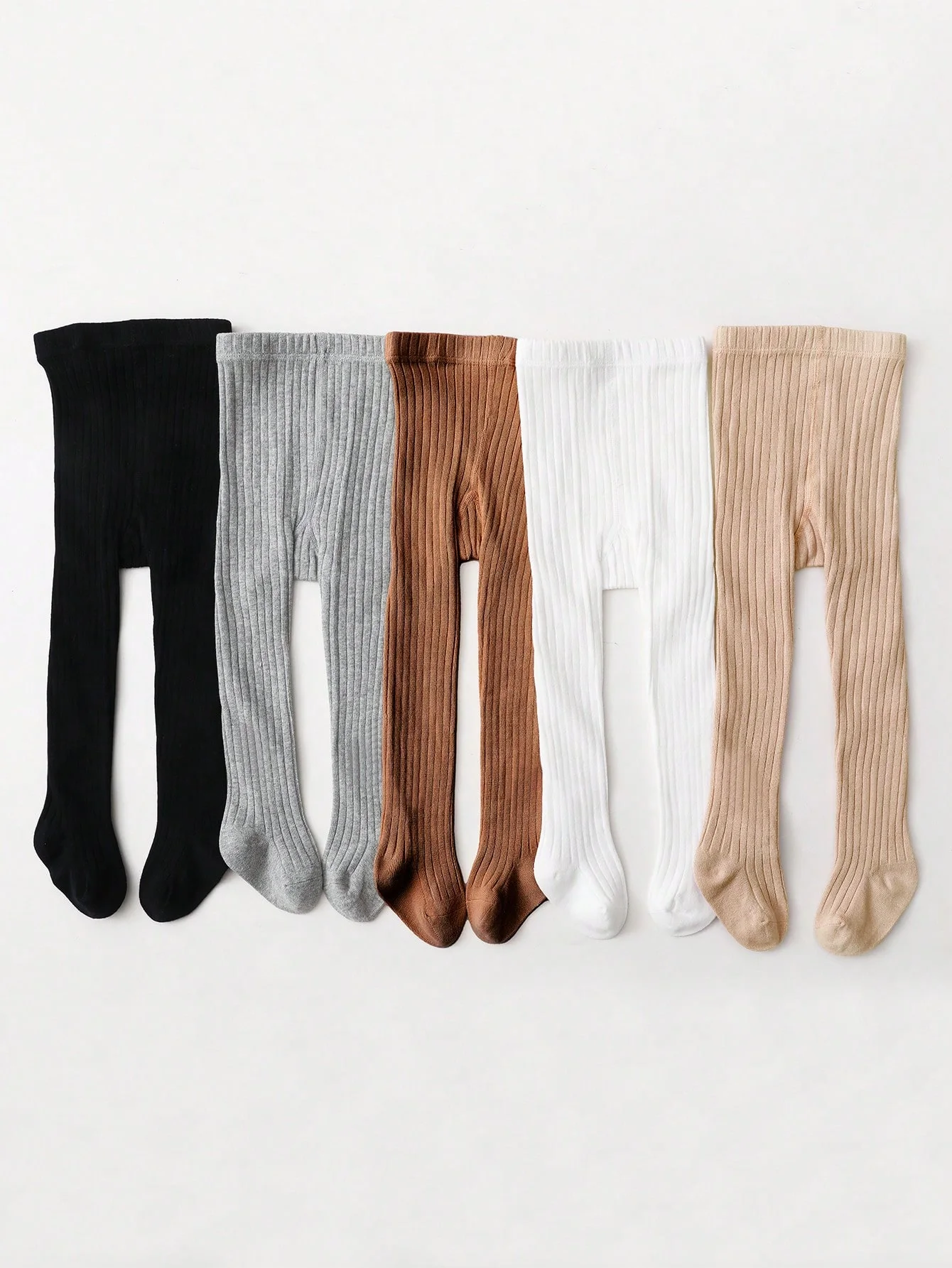 5 paires de leggings à rayures verticales simples pour enfants, collants tricotés doux adaptés à la vie quotidienne des garçons et des filles de 1 à 14 ans