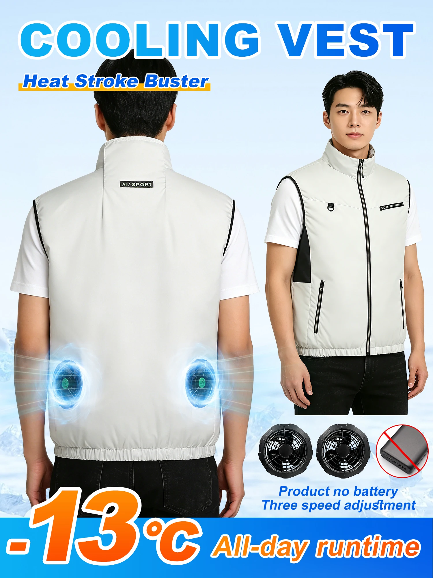 

2026 Summer Cooling Fan Vest Wearable Cooling Clothes Air Conditioner Clothes Heat Resistant for Outdoor Camping Fishing Hiking