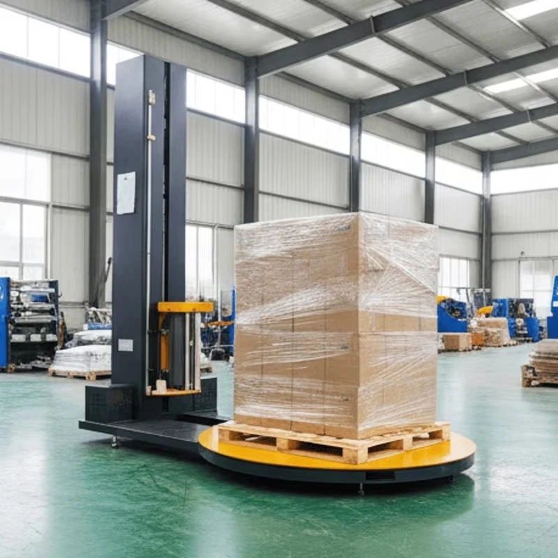 Automatic Stretch Wrapper Pallet Wrapping Machine Turntable Pre-Stretch Film Wrapping System with Cutting Clamping Device