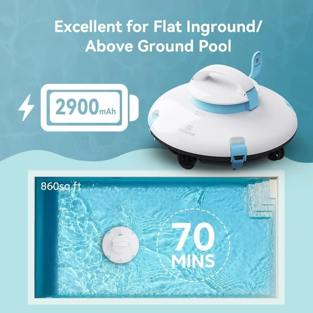 Cordless Robotic Pool Cleaner -, Dual-Motor, IPX8 Waterproof, Self-Parking, Pool Vacuum Cleaner for Flat Swimming Pools