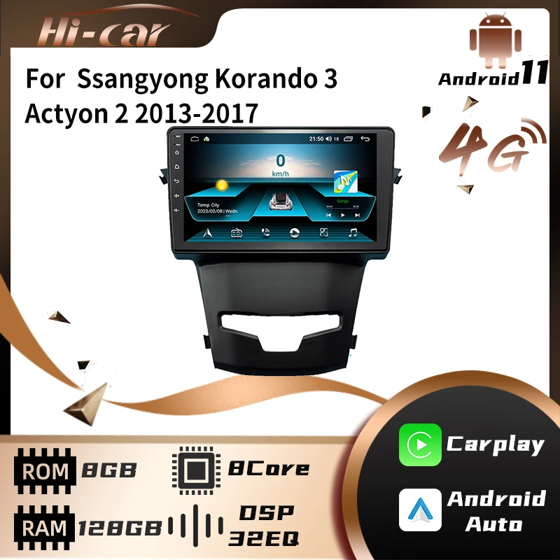 2 Din Autoradio for Ssangyong Korando 3 Actyon 2 2013-2017 Stereo WiFi Carp lay GPS Navigation Multimedia Video Player Head Unit