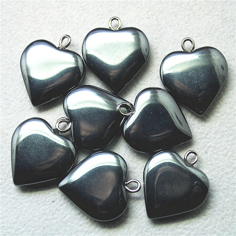 10PCS 20MM New Hematite Stone Pendants Heart Shape For DIY Men Jewelry Making Findings Good Quality Just Arrived