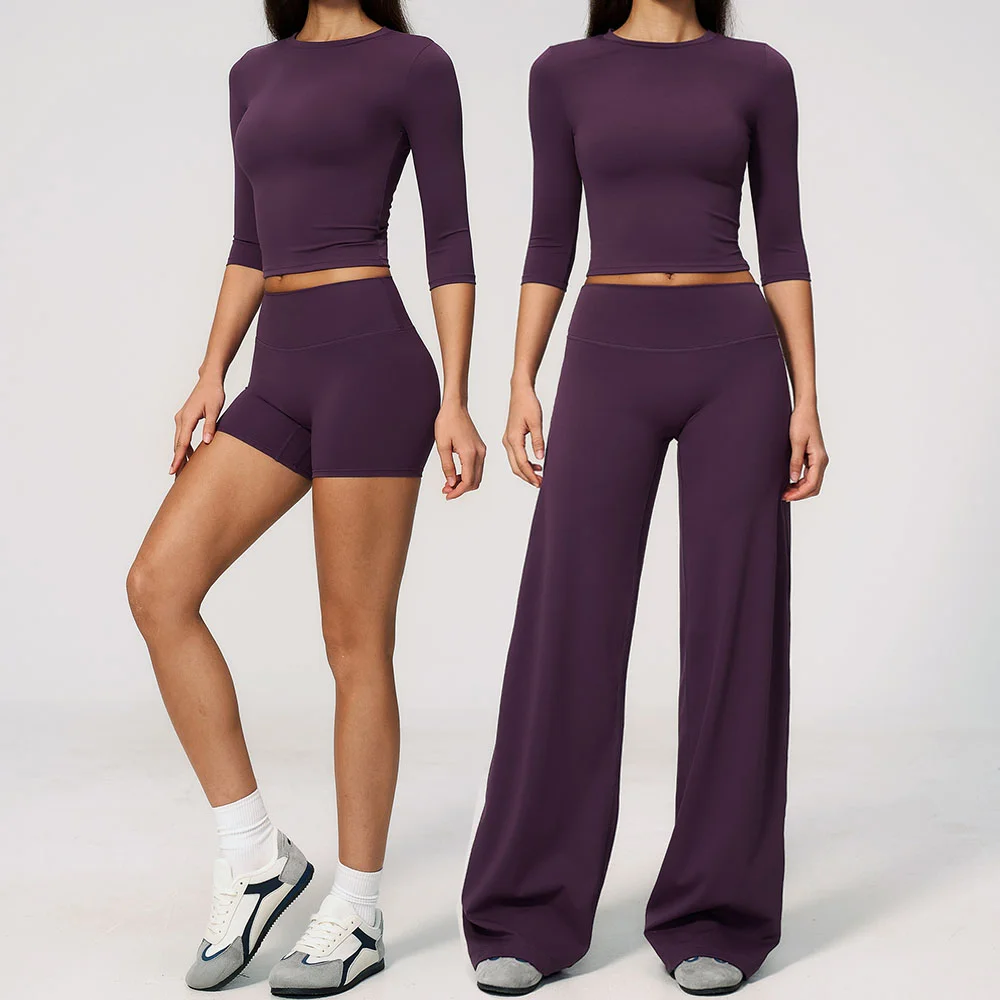 Summer 2PCS Yoga Suit Women Tracksuits Gym Workout Top High Waist Pants Outfits Female Fitness Running Suit Push Up Sportswear